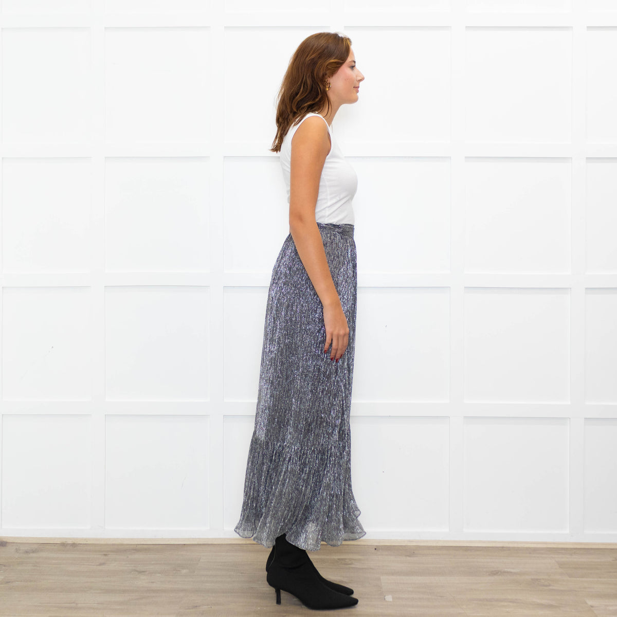 Suncoo Silver Lurex Wrap Skirt