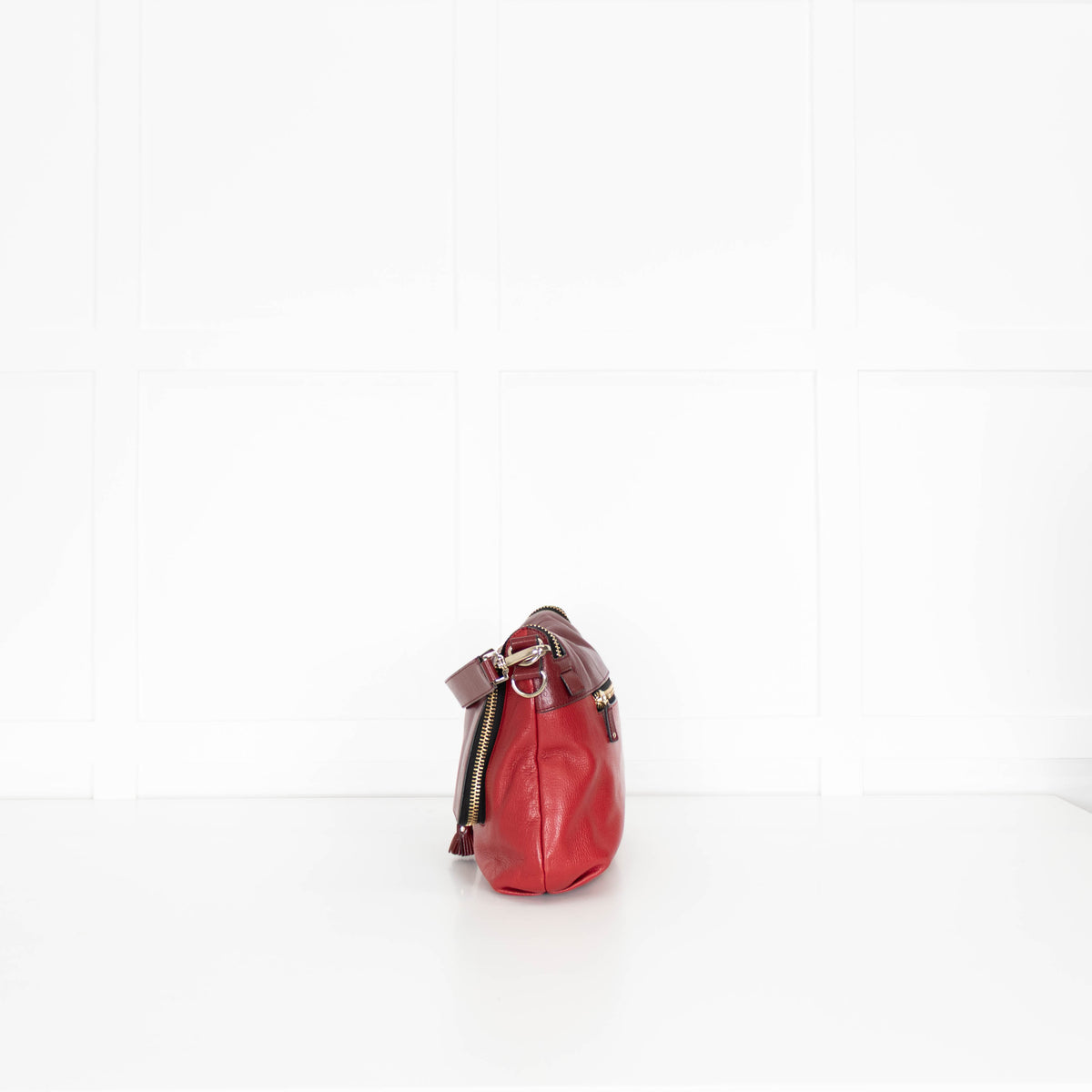 Anya Hindmarch Red Burgundy Maxi Zip Crossbody Leather Bag