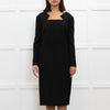 Safiyya Black Open Back Long Sleeve Shift Dress