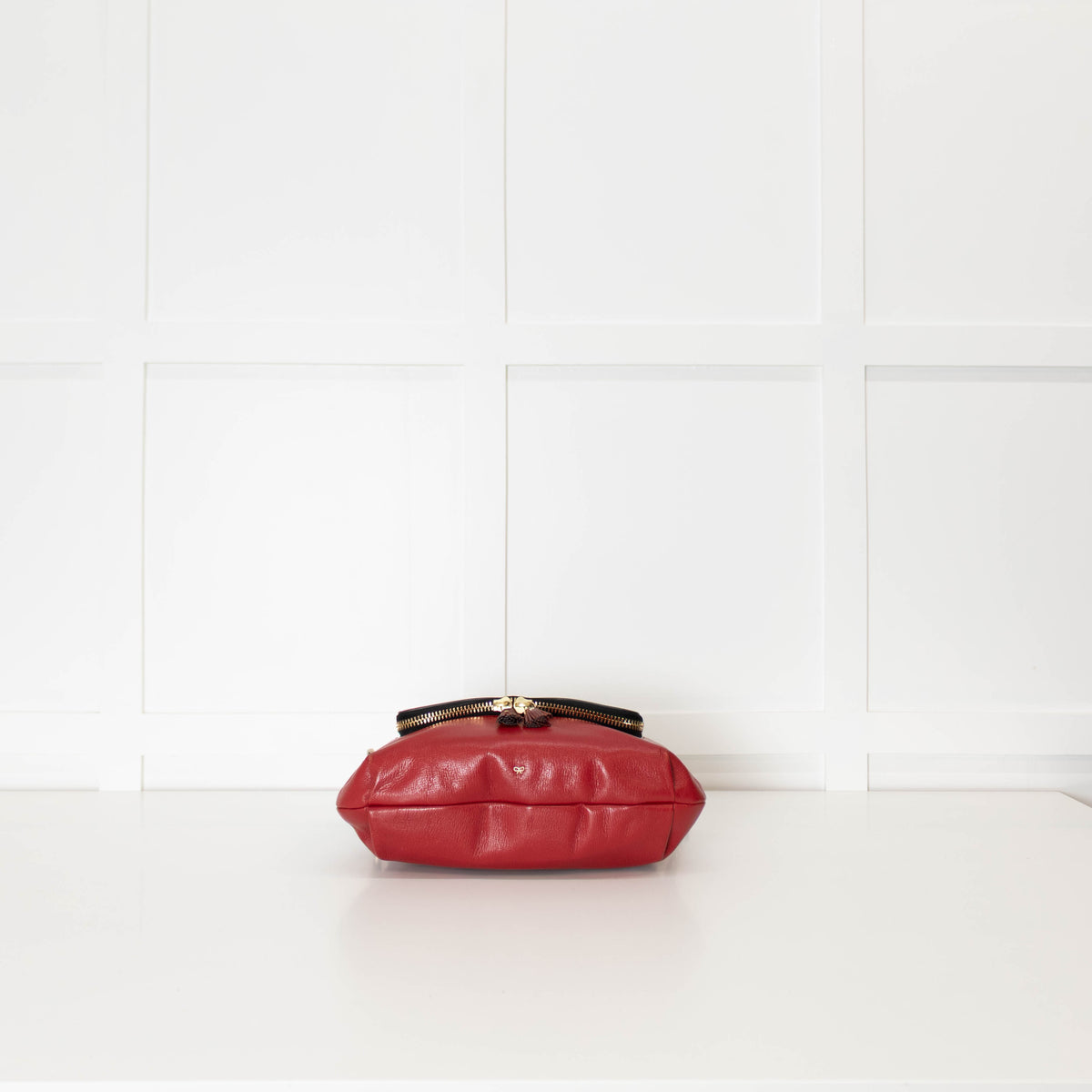 Anya Hindmarch Red Burgundy Maxi Zip Crossbody Leather Bag
