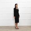 Safiyya Black Open Back Long Sleeve Shift Dress