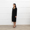 Safiyya Black Open Back Long Sleeve Shift Dress