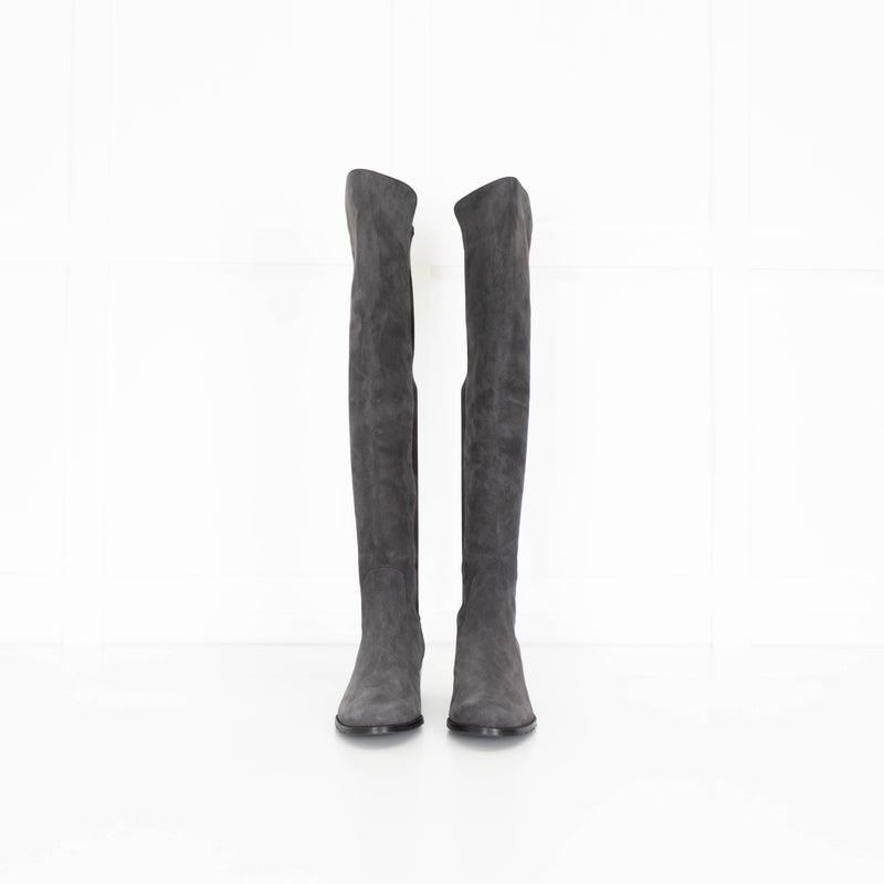 Stuart Weitzman Grey Suede Over The Knee Boots