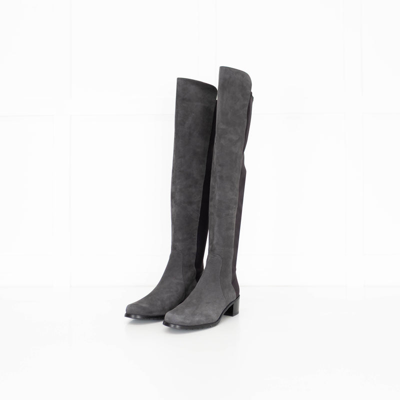 Stuart Weitzman Grey Suede Over The Knee Boots
