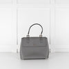 Prada Grey Saffiano Leather Turn Lock Flap Top Handle Bag