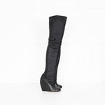 Alaia Black Over The Knee Leather Wedge Boots