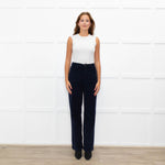 Ba&sh Navy Cord Patch Pocket Wide Leg Trousers