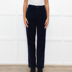 Ba&sh Navy Cord Patch Pocket Wide Leg Trousers