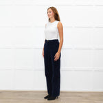 Ba&sh Navy Cord Patch Pocket Wide Leg Trousers