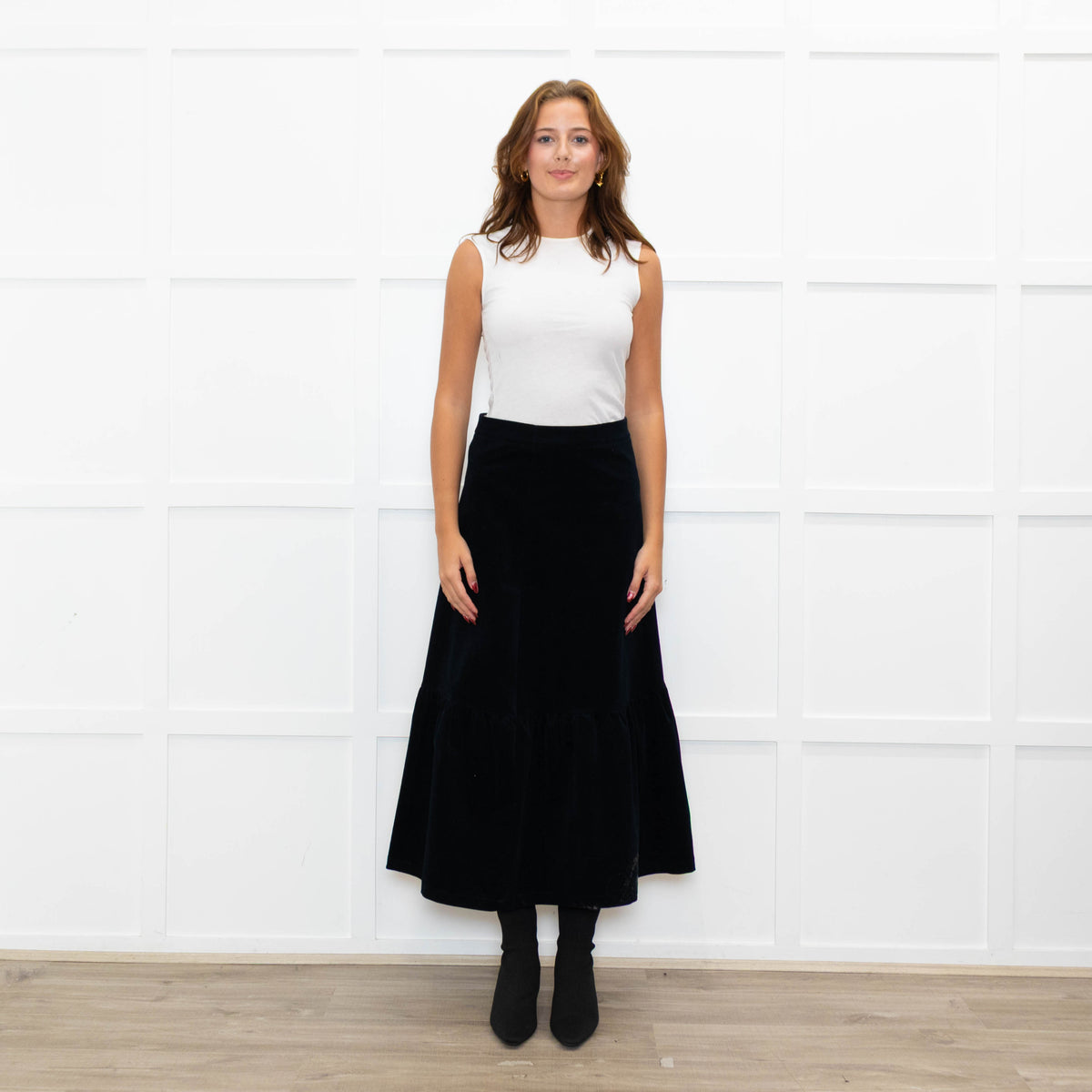 Aspiga Black Stretch Corduroy Peplum Skirt