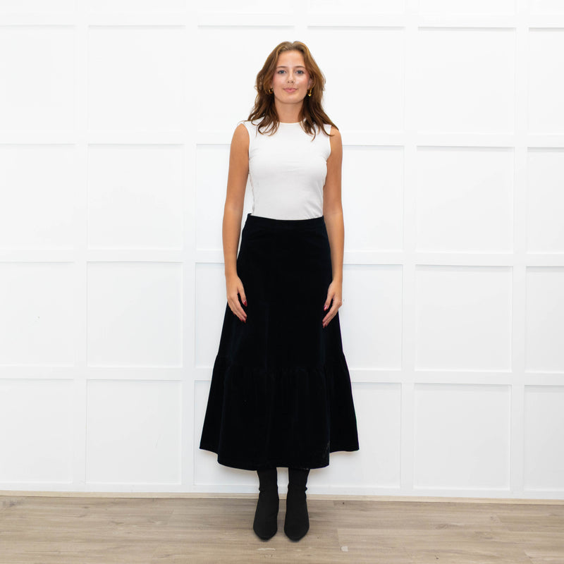 Aspiga Black Stretch Corduroy Peplum Skirt