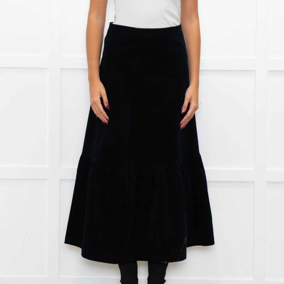 Teatum Jones Black Brocade Floral Maxi Skirt
