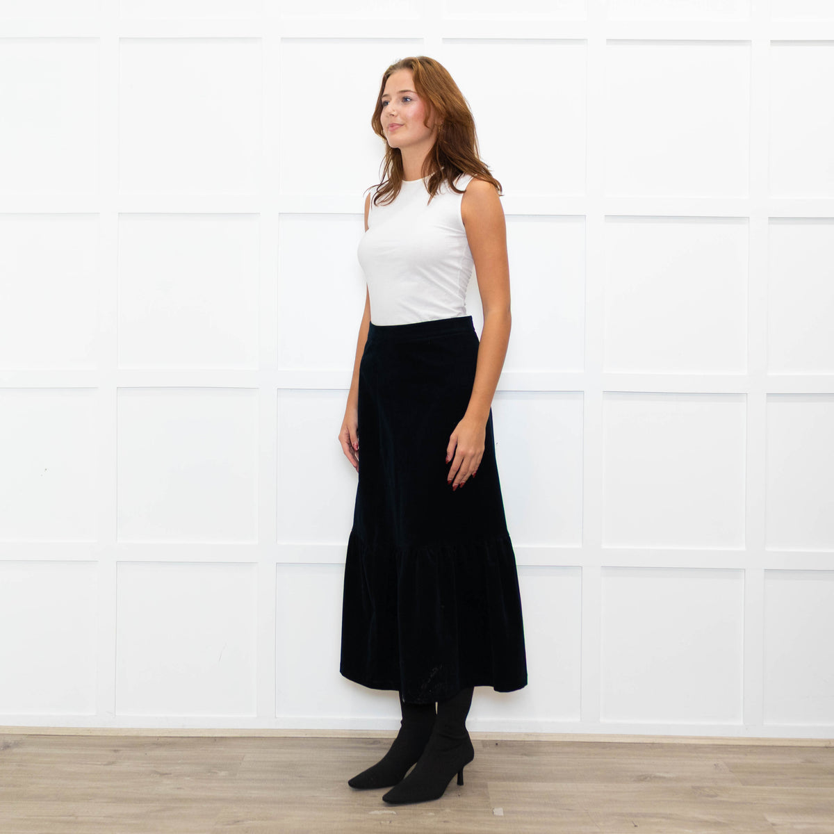 Teatum Jones Black Brocade Floral Maxi Skirt