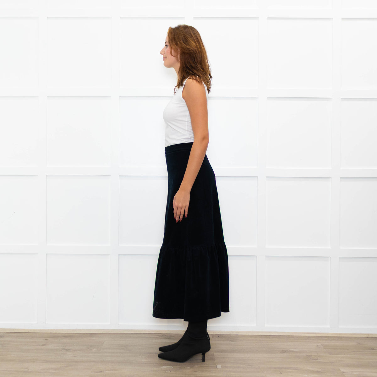 Teatum Jones Black Brocade Floral Maxi Skirt