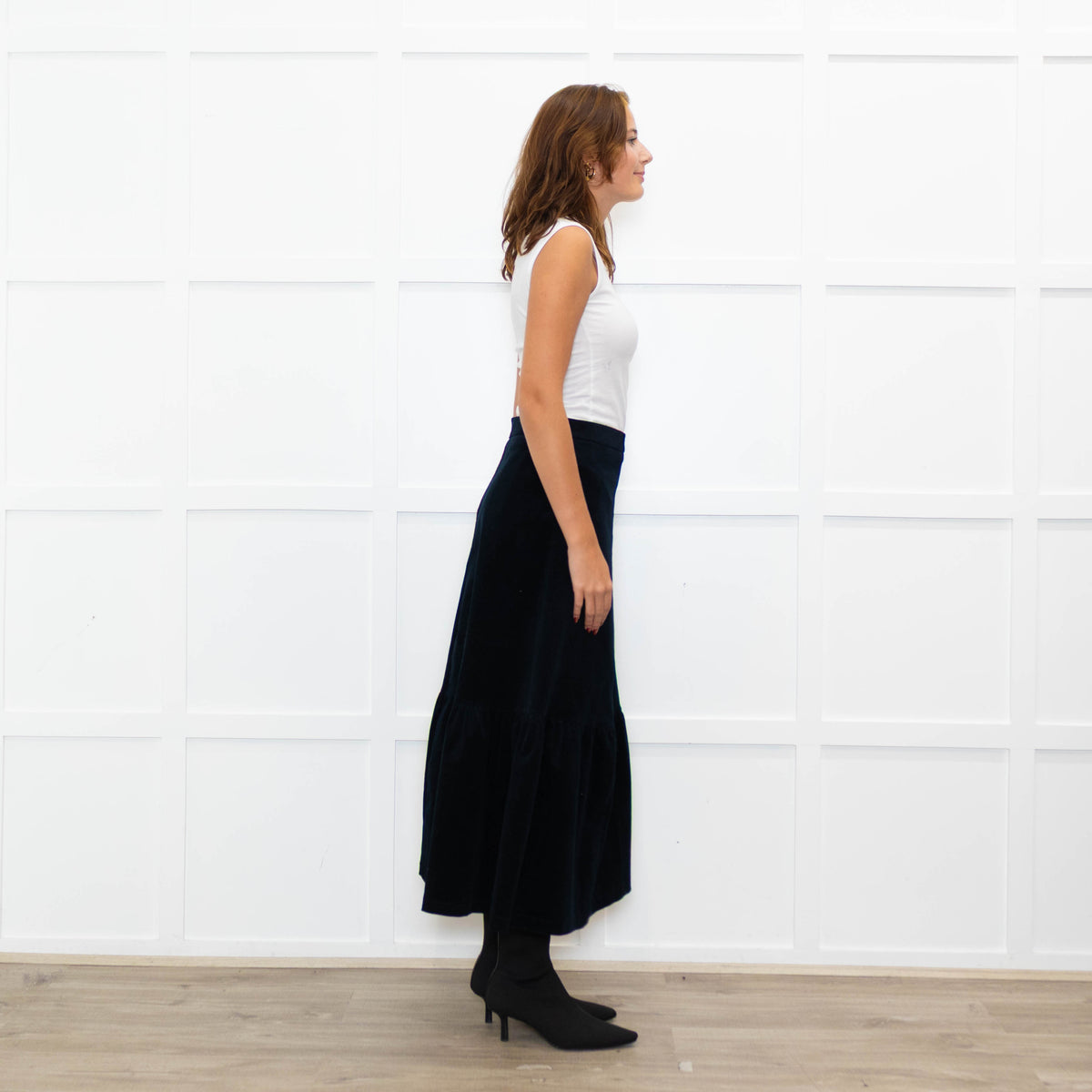 Teatum Jones Black Brocade Floral Maxi Skirt