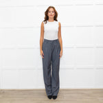 The Frankie Shop Grey Light Wool Blend High Waisted Trousers