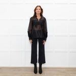 Gizia Black Lurex Organza Top