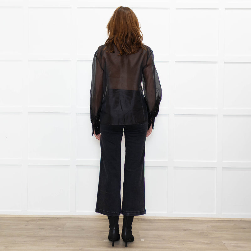 Gizia Black Lurex Organza Top