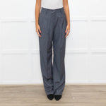 The Frankie Shop Grey Light Wool Blend High Waisted Trousers