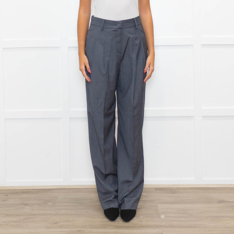 The Frankie Shop Grey Light Wool Blend High Waisted Trousers