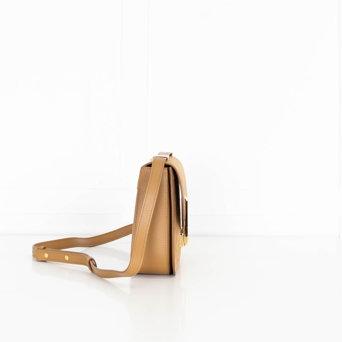 DeMellier Vancouver tan mock-croc leather crossbody bag