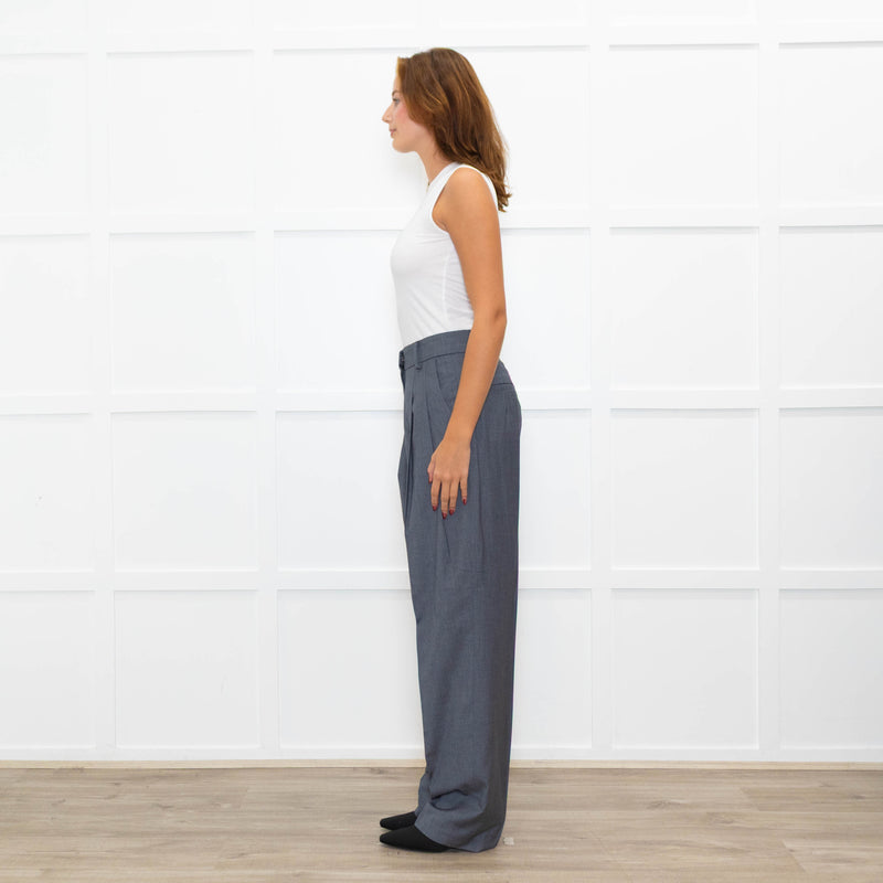 The Frankie Shop Grey Light Wool Blend High Waisted Trousers