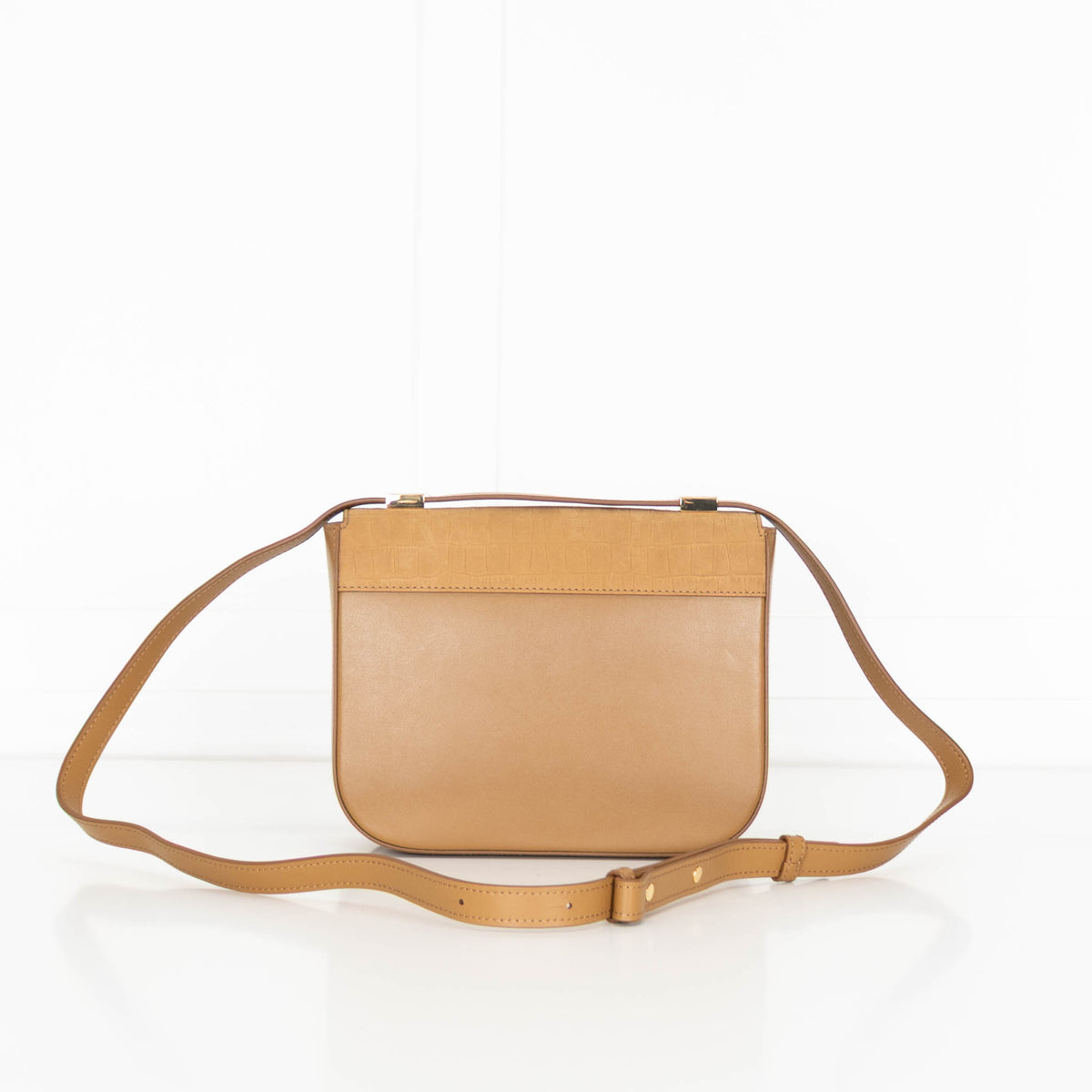 DeMellier Vancouver tan mock-croc leather crossbody bag