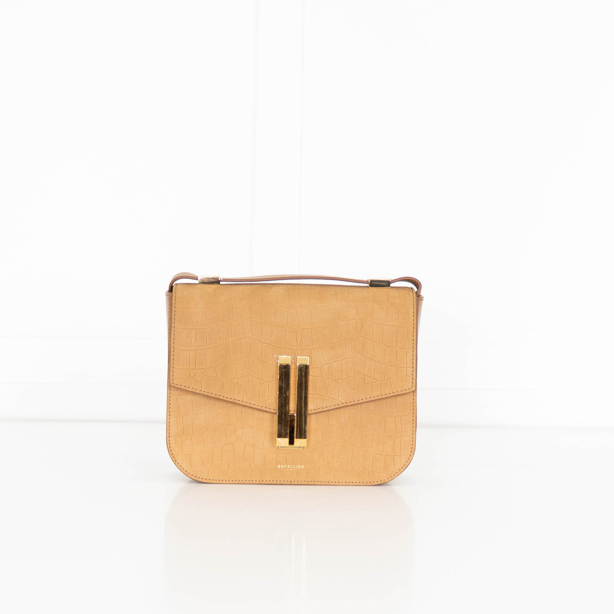 DeMellier Vancouver tan mock-croc leather crossbody bag