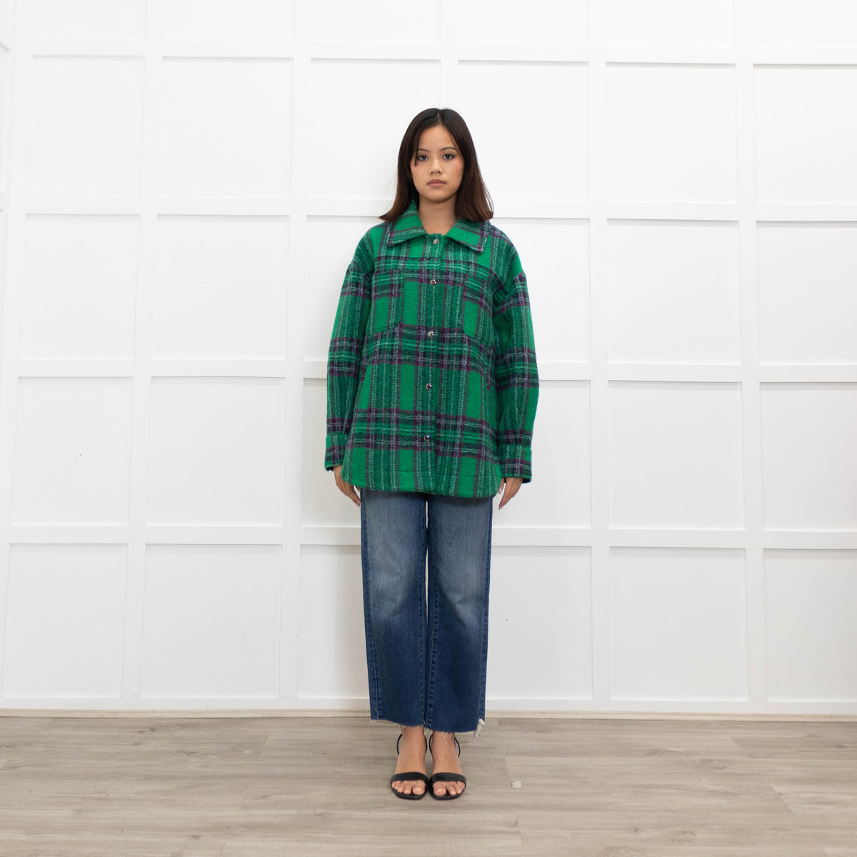 Suncoo Green Check Shacket