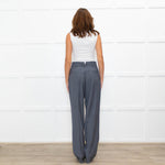 The Frankie Shop Grey Light Wool Blend High Waisted Trousers
