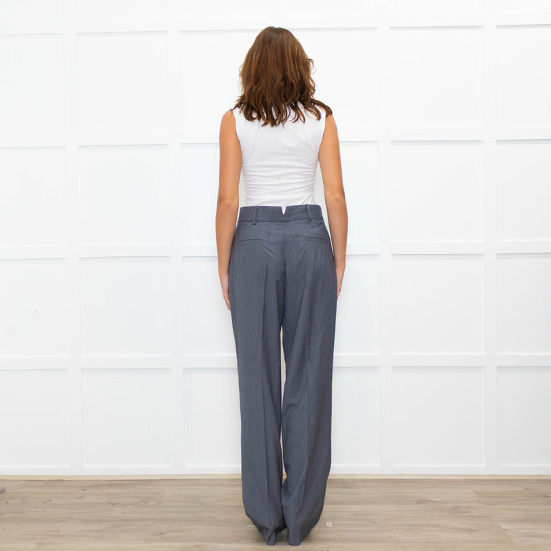 The Frankie Shop Grey Light Wool Blend High Waisted Trousers