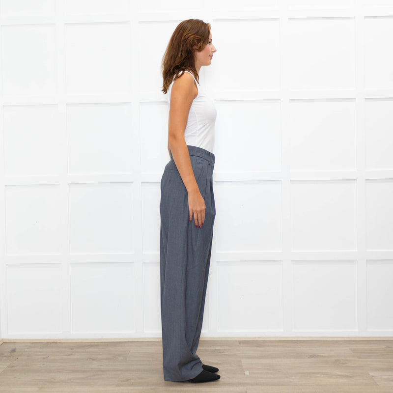 The Frankie Shop Grey Light Wool Blend High Waisted Trousers