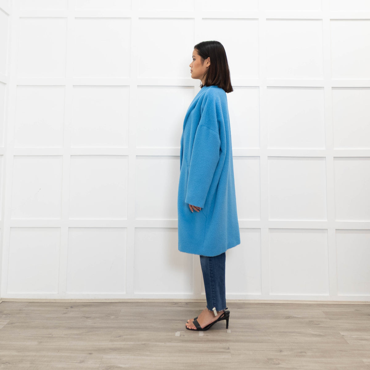 Laurel Bright Blue Fluffy Cocoon Style Coat