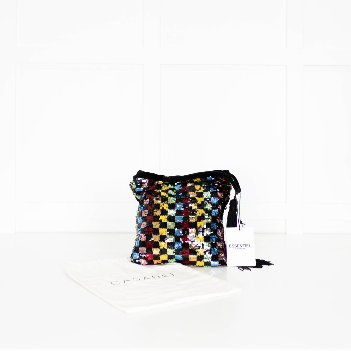 Essentiel Antwerp Black Viona Multi Sequins With Tassel Pouch