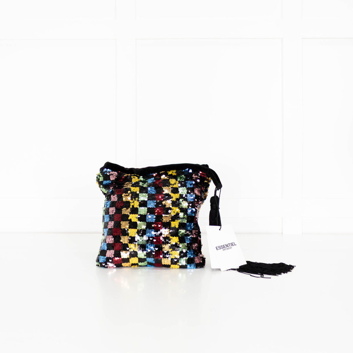 Essentiel Antwerp Black Viona Multi Sequins With Tassel Pouch