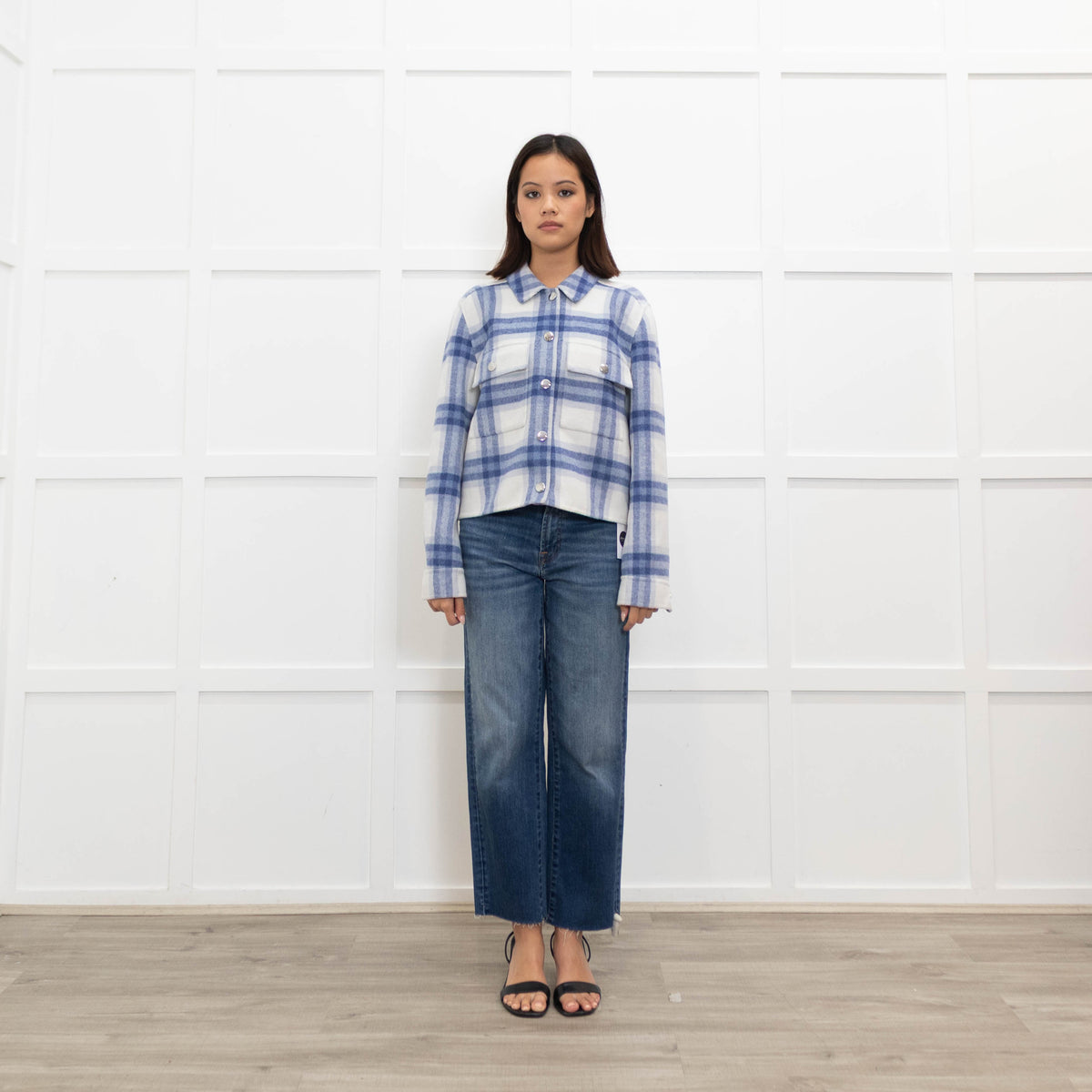 Rails Blue Check Pocket Detail Jacket