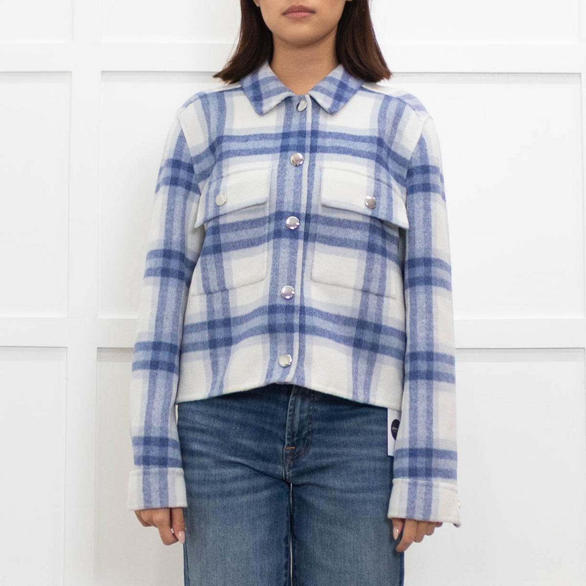 Rails Blue Check Pocket Detail Jacket