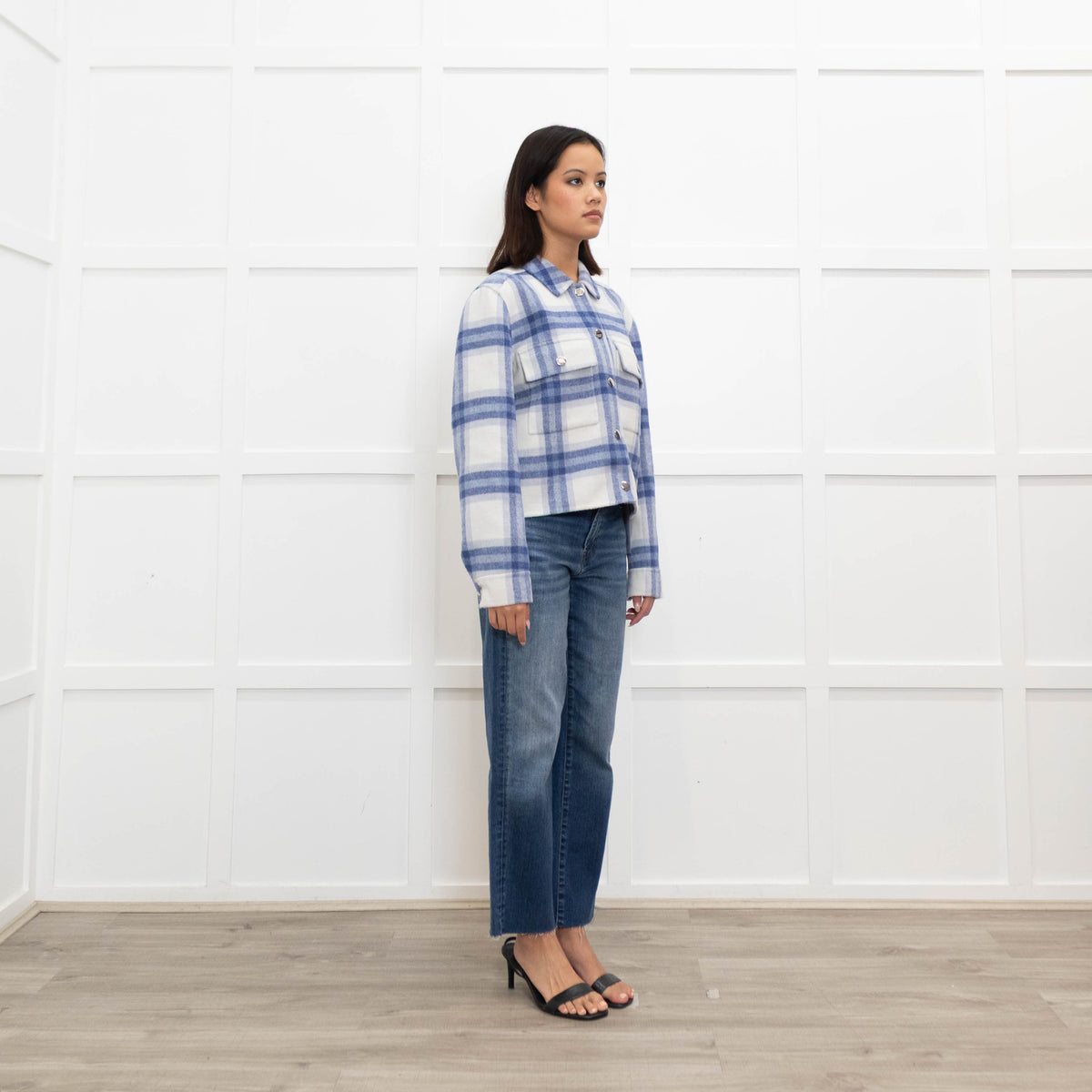Rails Blue Check Pocket Detail Jacket