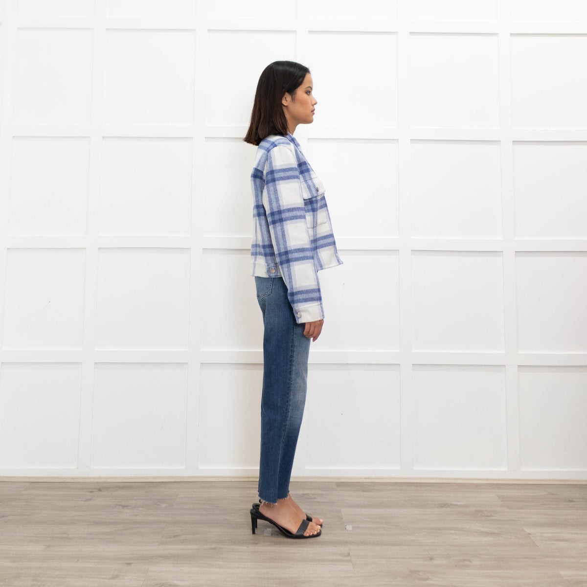 Rails Blue Check Pocket Detail Jacket