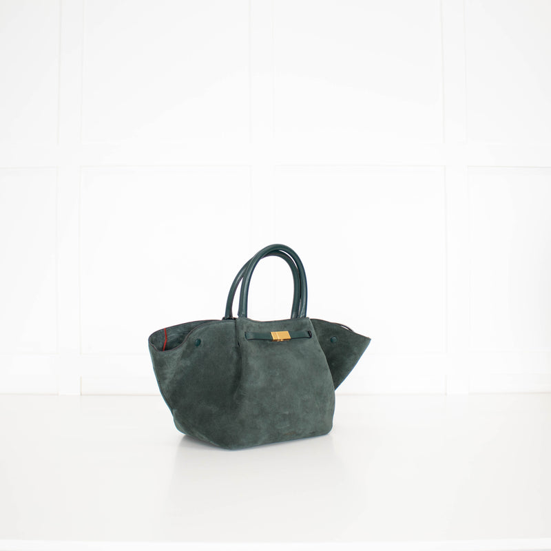 DeMeiller Green Suede Midi New York Tote