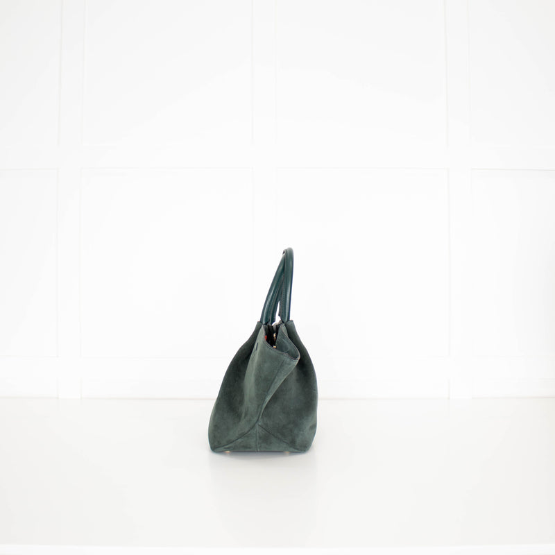 DeMeiller Green Suede Midi New York Tote