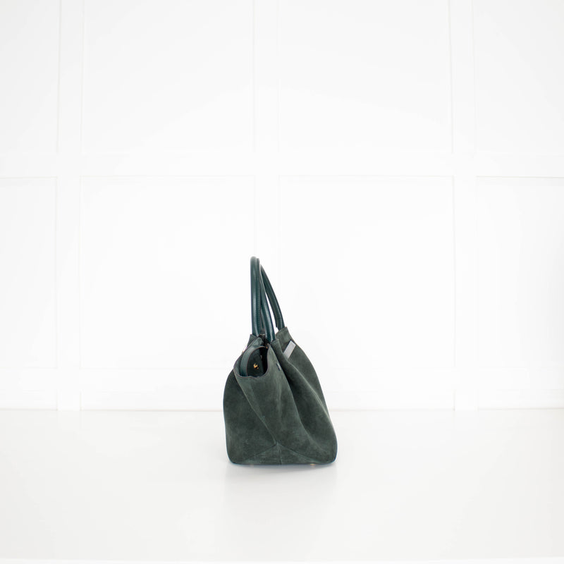DeMeiller Green Suede Midi New York Tote