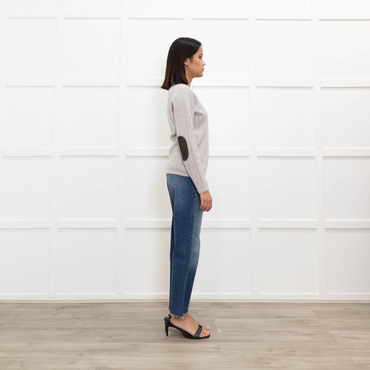 N. Peal Grey Cable Knit Cashmere Caridgan