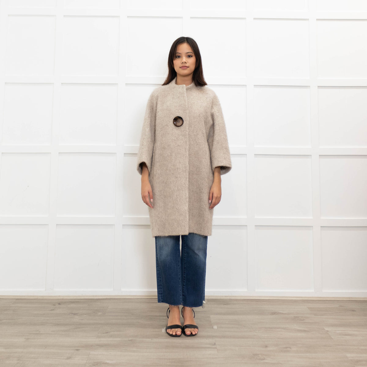 PIU PIU Oatmeal Coat With Giant Button