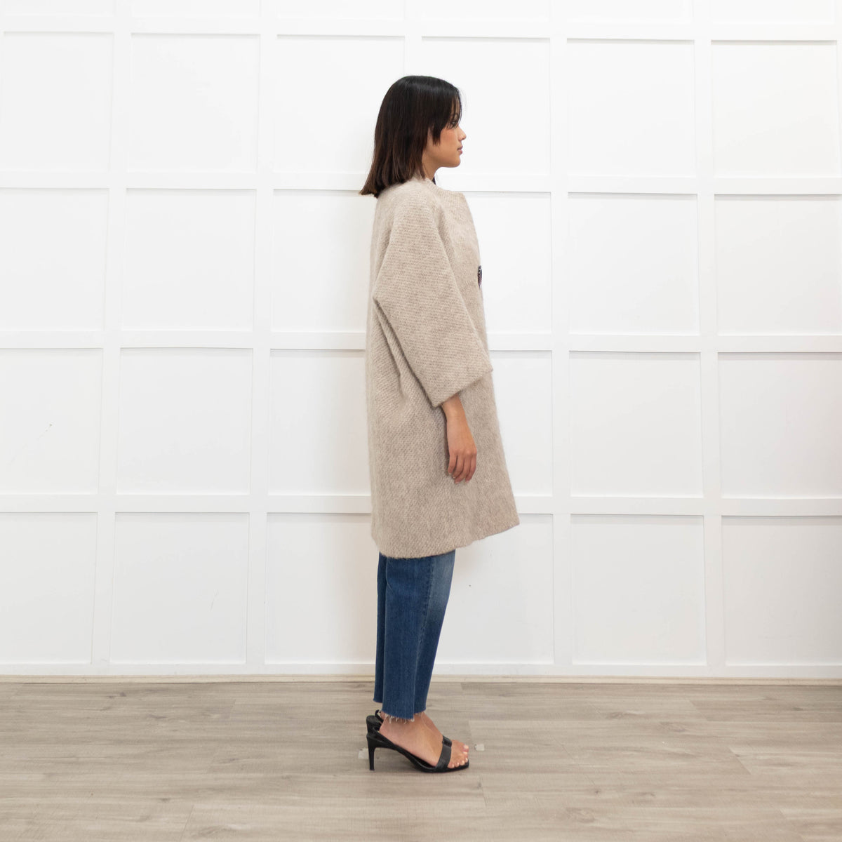 PIU PIU Oatmeal Coat With Giant Button