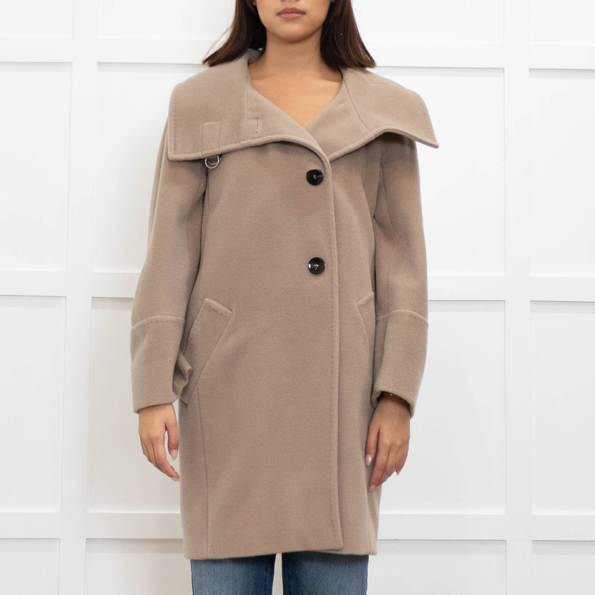 Marella Brown Coat With Funnel Neck