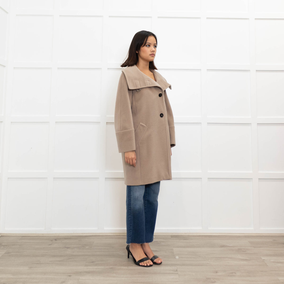 Marella Brown Coat With Funnel Neck
