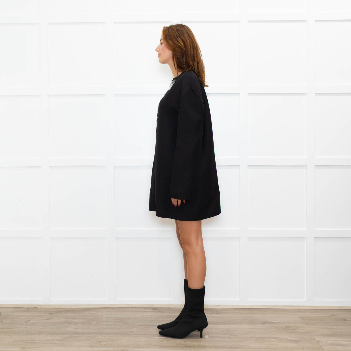 Valentino Black Silver Sequin Embellished Tunic