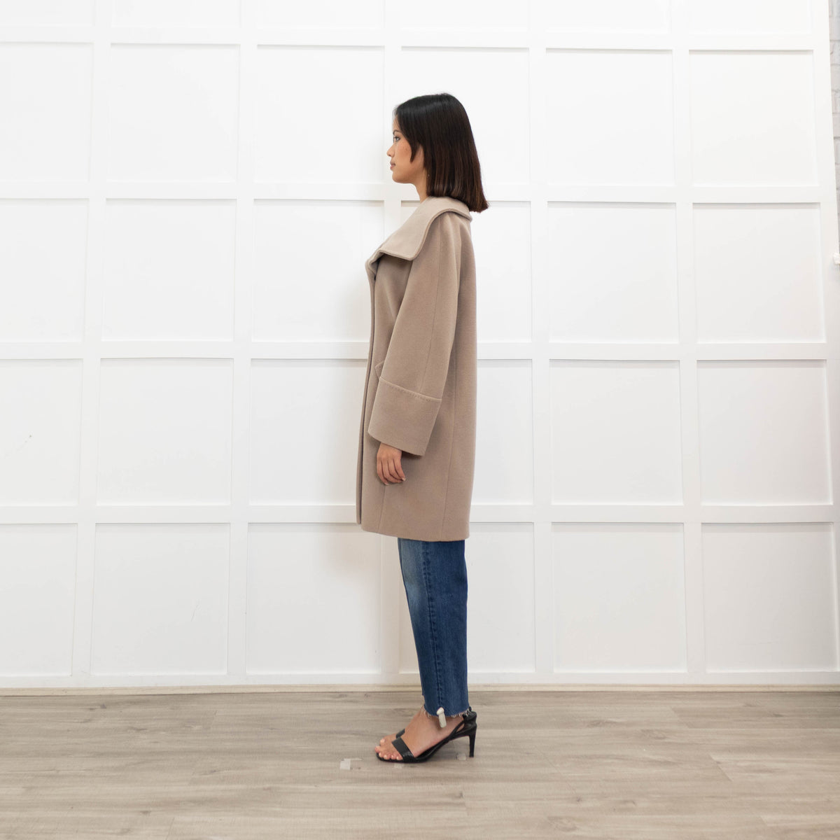 Marella Brown Coat With Funnel Neck