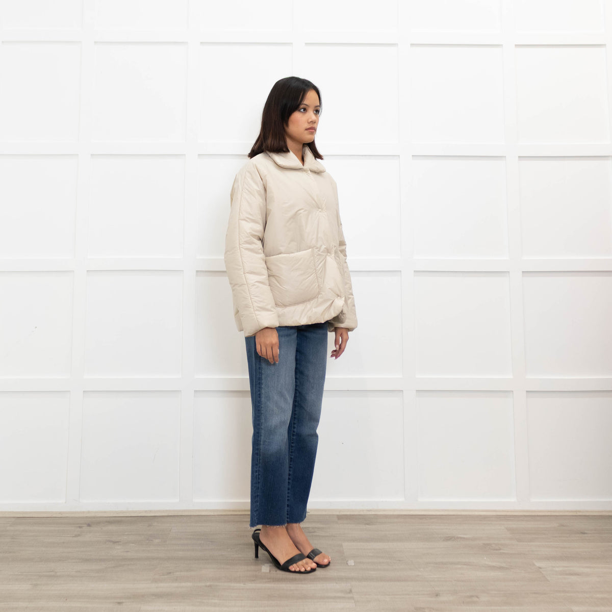 TreBarraBi Ivory Nylon Puffa Jacket